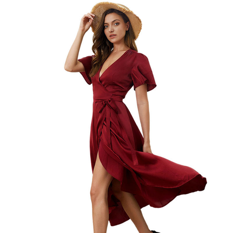 Asymmetric Solid Color Dress